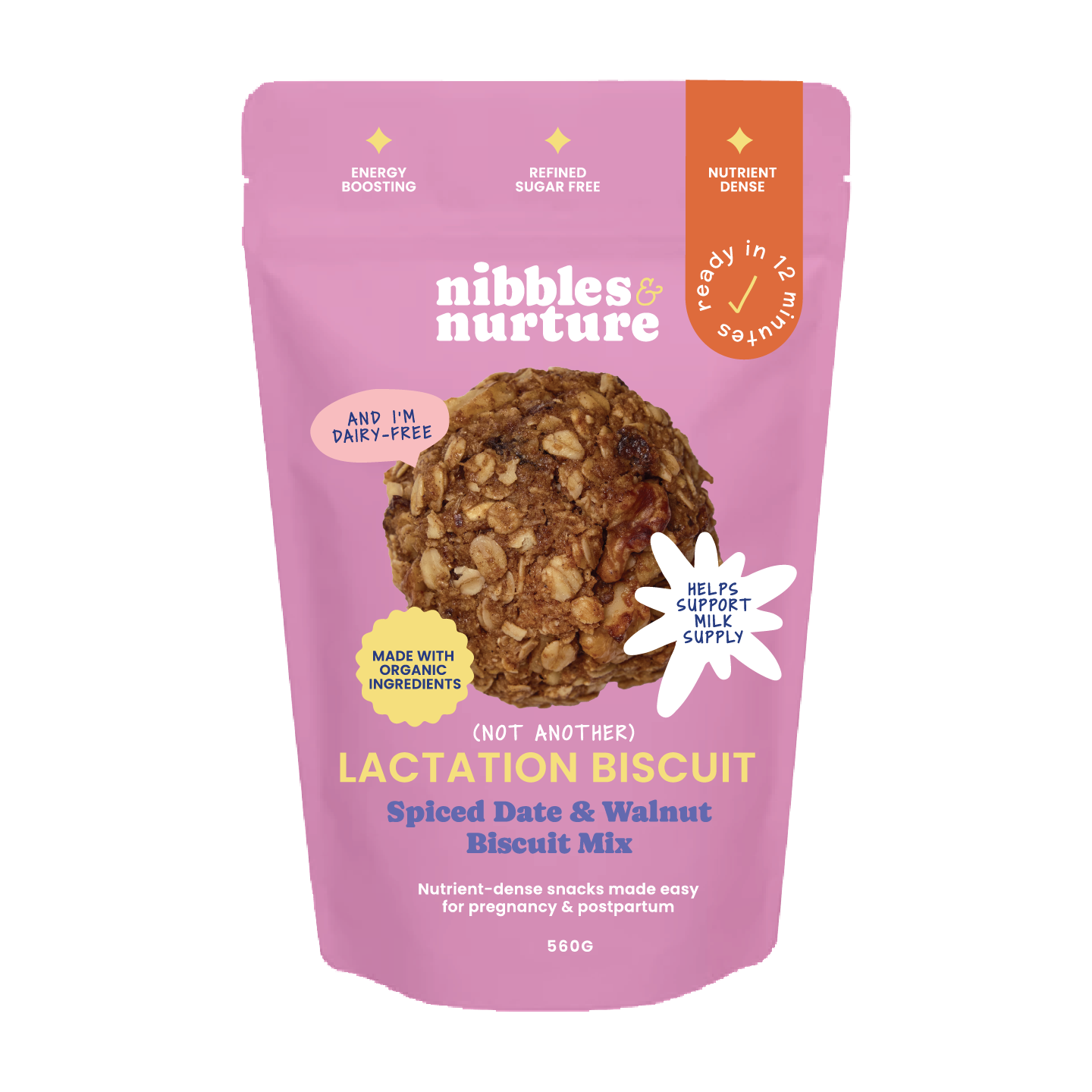 Spiced date and walnut milk cookies mix — lactation snack for breastfeeding mums